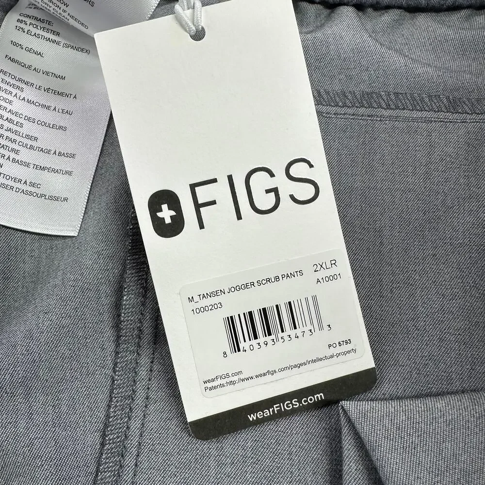 Figs Pants Mens XXL Gray Tansen Scrub Jogger Medical Tapered Drawstring New